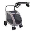 Pet Stroller, 4 Wheels Dog Stroller with Brakes, 160lbs Weight Capacity