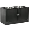 Raised Pet Feeding Storage Station with 2 Stainless Steel Bowls Base for Large Dogs and Other Large Pets Black