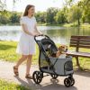 Pet stroller, dog stroller, easy to carry, gray