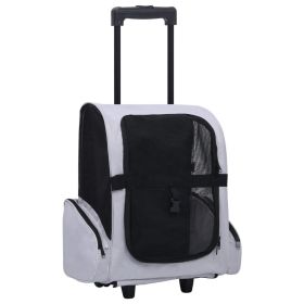 Pet Trolley Grey Fabric Collapsible Pet Trolley Rectangular
