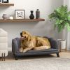 Comfortable Large Dog Couch Charcoal Gray with Foam Cushioning and Extra Pillow for Medium and Large Dogs